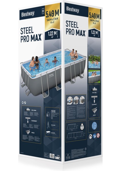 ® 56465 Power Steel™ Prefabrik Yer Üstü Havuz Seti 5,49 M x 2,74 M x 1,22 M
