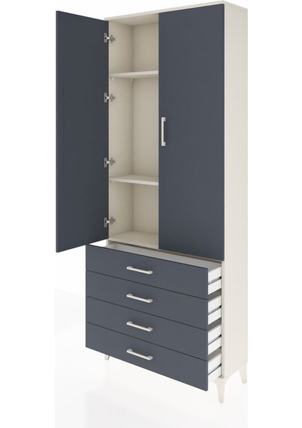 Arges Dolap 3 Raflı 4 Çekmeceli 2 Kapaklı 88X30X221 Aytaşı-Antrasit fırsatları