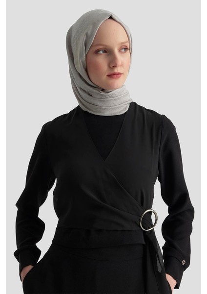 Şifon Garnili Halka Detaylı Crep Etekli Ikili Takım Siyah 25KT672 fırsatları