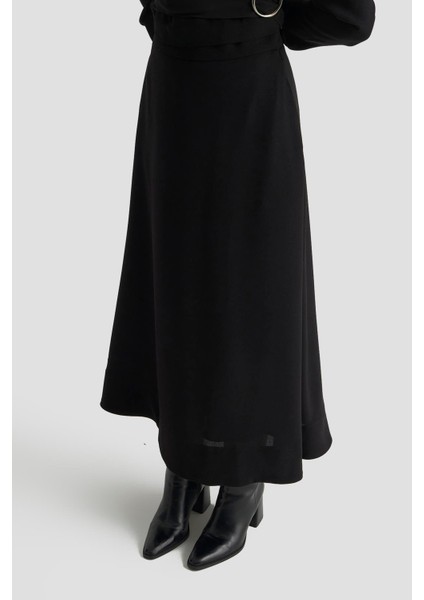 Şifon Garnili Halka Detaylı Crep Etekli Ikili Takım Siyah 25KT672 indirimleri