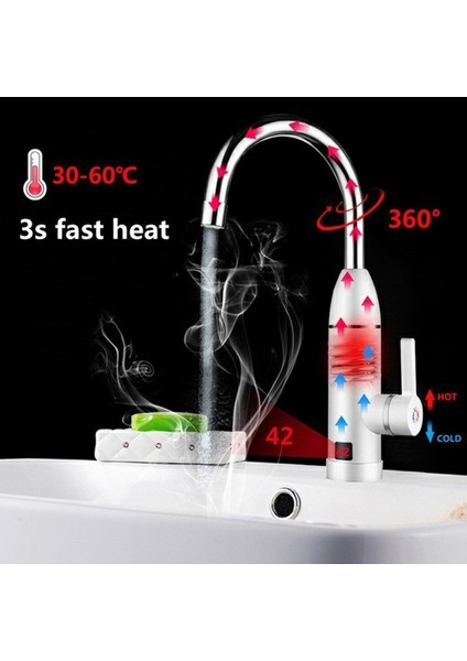 3000 W Küçük Dijital Elektrikli Musluk - Beyaz (Yurt Dışından)