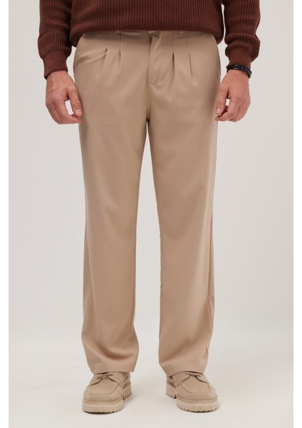 Erkek Regular Fit Klasik Kesim Normal Bel Geniş Paça Taş Pantolon