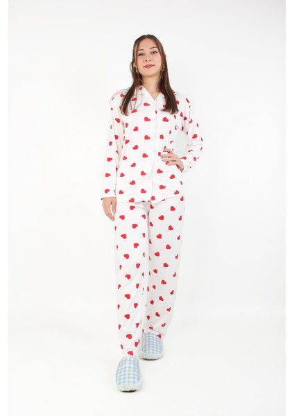 3301-3053 Milan Soft Gömlek Yaka Uzun Kol Uzun Alt Pijama Takımı