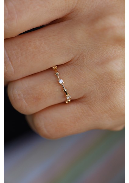 14 Ayar Altın Taş ve Top Detaylı Örüntü Yüzük fiyatları