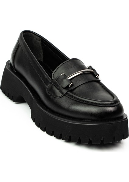 6055 Massima Siyah Kalın Taban Kollej Günlük Kadın Ayakkabı