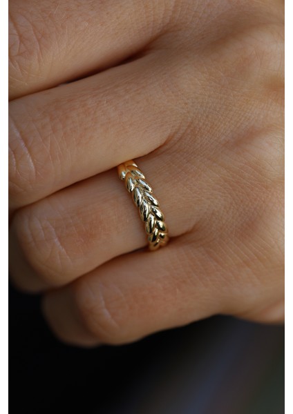 14 Ayar Altın Cilalı Yüzey Başak Yüzük fiyatları