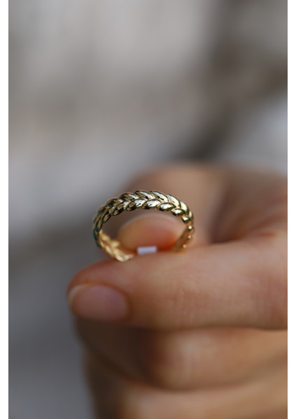 14 Ayar Altın Cilalı Yüzey Başak Yüzük modelleri