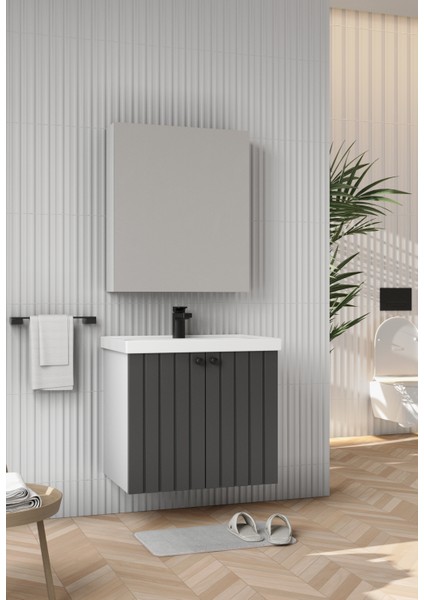 Paris 65 cm Antrasit Banyo Dolabı