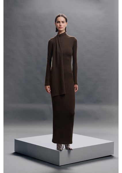 Şal Yaka Maxi Elbise - Exclusive Collection