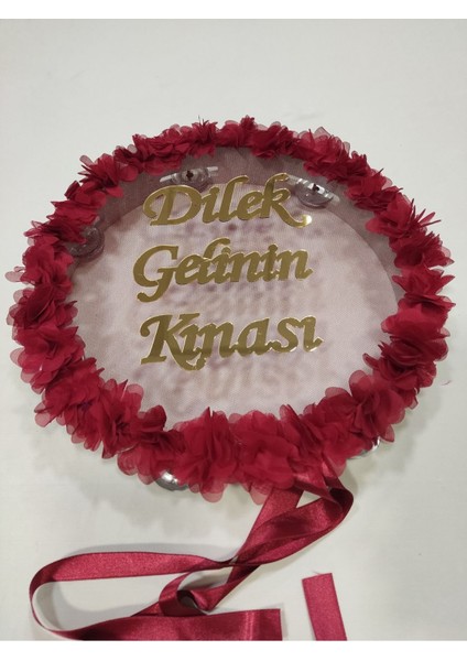 Isme Özel Lazer Güllü Pleksi Süslü Deri Tef Kına Gecesi Gelin Tefi 30 cm Vurmalı Çalgı Müzik Aleti Bordo fiyatları