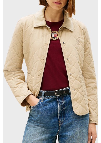 Kapitoneli Su Itici Slim Fit Düğmeli Ceket Bayan Ceket WW0WW47448 Rbv