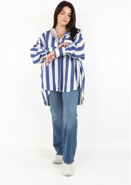 5513 Kalın Çizgili Cepli Gömlek