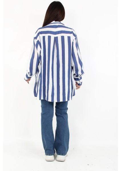 5513 Kalın Çizgili Cepli Gömlek modelleri