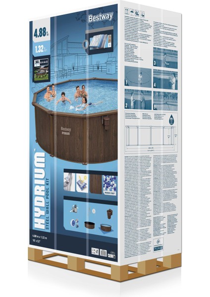 ® 561CU Hydrium™ Çelik Duvarlı Prefabrik Yer Üstü Havuz Seti 4,88 M x 1,32 M