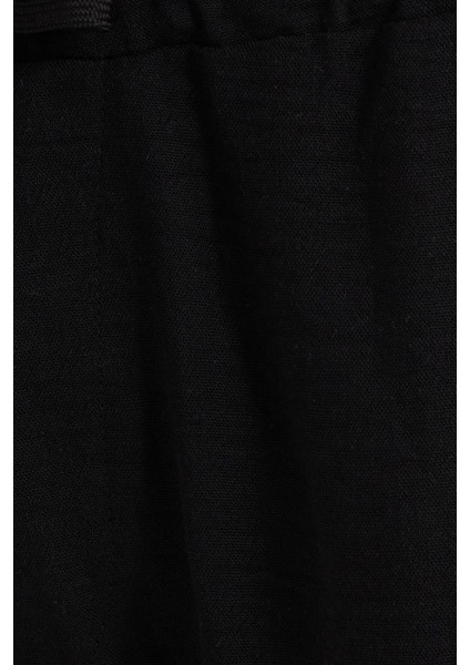 Erkek Standart Fit Normal Kesim Beli Bağcıklı Geniş Paça Siyah Pantolon indirimleri