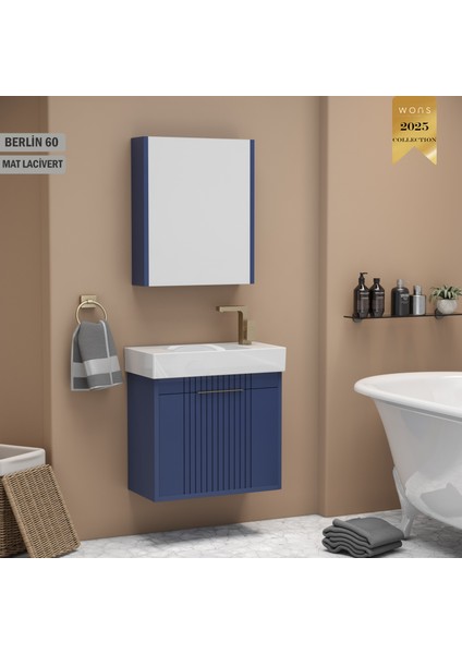 Berlin 60 cm Lacivert Banyo Dolabı