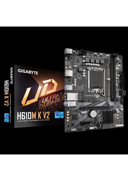 Gıgabyte H610M K V2, Rev.1.0, 2xddr5, M.2, Dp, Hdmı, 12-13.nesil, LGA1700 Soket, Anakart