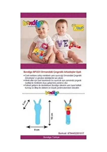 Ormandaki Çıngıraklı Arkadaşlar 3'lü Set Eğlenceli Karakterler 0-24 Ay Bebekler İçin fiyatları