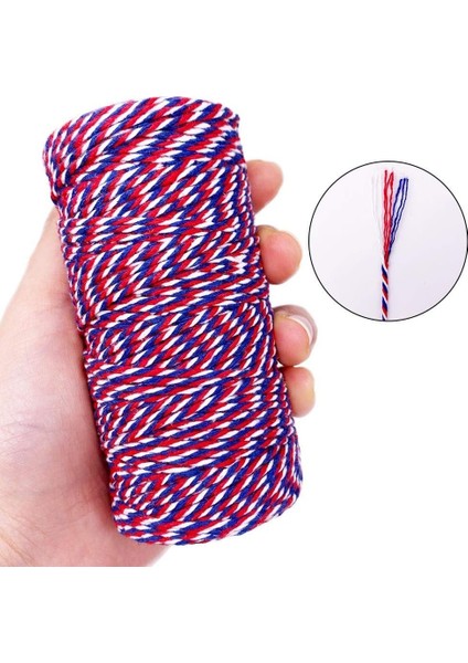 Hediye Paketleme, Ambalaj Ipi, Marteniçka, Dıy Ipi, 200 Metre (Twine Baker), Kırmızı-Mavi-Beyaz Renk fiyatları