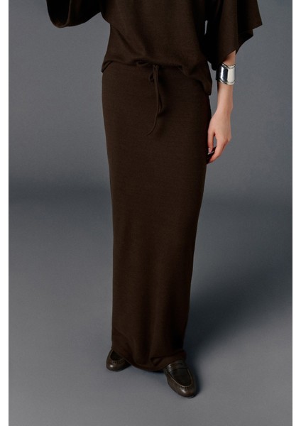 Bağcıklı Örme Maxi Etek modelleri