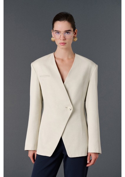 Tek Düğmeli Kruvaze Fit Blazer Ceket