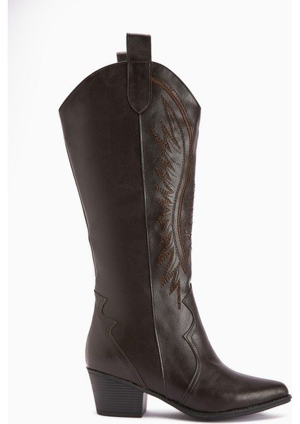 Hero Kahve Nakışlı Kovboy Çizme