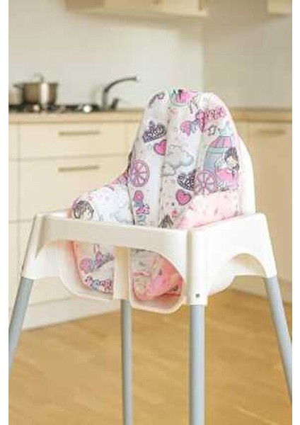 Pembe Hilal Yıldızlı Mama Sandalyesi Minderi Portatif Konfor 1 Adet