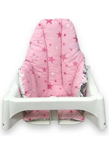 Pembe Hilal Yıldızlı Mama Sandalyesi Minderi Portatif Konfor 1 Adet