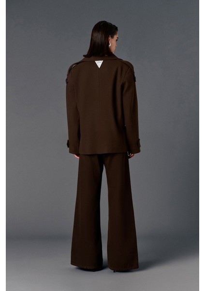 Kruvaze Yaka Oversize Kısa Kaban