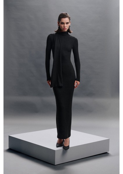 Şal Yaka Maxi Elbise - Exclusive Collection fırsatları