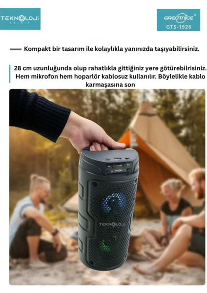 Bluetooth Hoparlör Kablosuz Mikrofonlu Karaoke Speaker Rgb 29CM Ses Bombası Fmradyo/sd Kart/usb /aux fırsatları