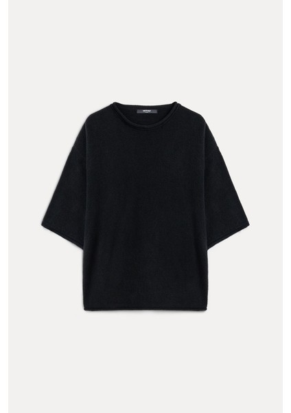 Bisiklet Yaka Oversize Triko T-Shirt