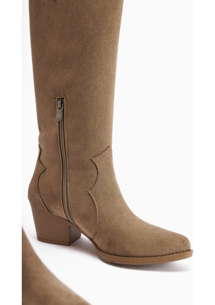 Frida Vizon Süet Western Kadın Çizme modelleri