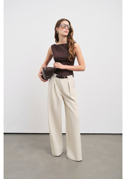 Kemerli Wide Leg Pantolon
