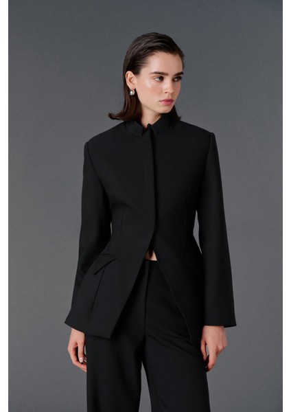 Premium Belden Oturtmalı Vatkalı Blazer Ceket