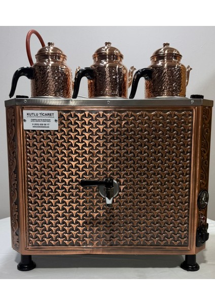 Kutlu Çayland 3 Demlikli Bakır Çay Kazanı(Elektrikli)