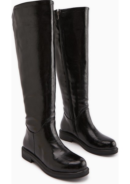 Henni Siyah Geniş Konçlu Kadın Çizme modelleri