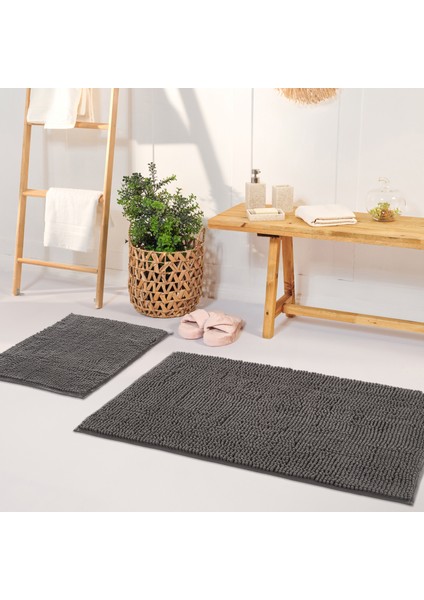Soft Makarna Banyo Paspas Seti Antrasit 40X60-60X90 cm