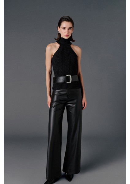 Örgü Desenli Kolsuz Triko Kazak fiyatları