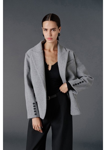 Oversize Kaşe Blazer Ceket