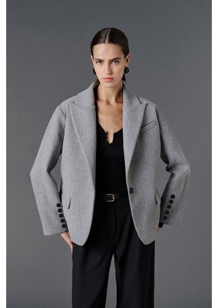 Oversize Kaşe Blazer Ceket modelleri
