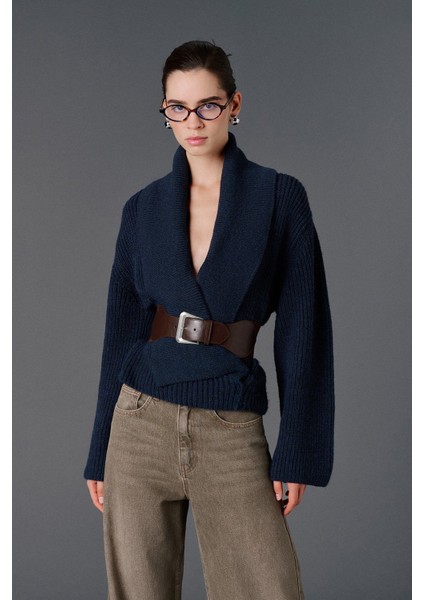 Şal Yaka Oversize Kazak