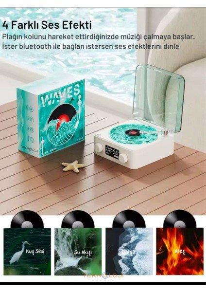 Plak Speaker Nostalji 3D Surrond Ses Kalitesi Saatli Bluetooth Hoparlör Retro Müzik Çalar Fm Radyo modelleri