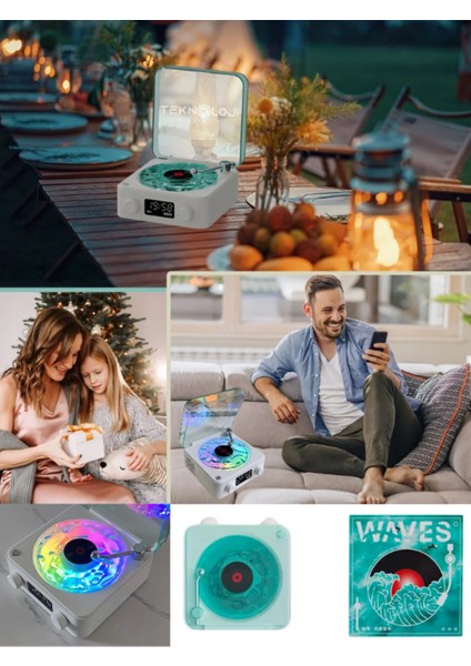 Plak Speaker Nostalji 3D Surrond Ses Kalitesi Saatli Bluetooth Hoparlör Retro Müzik Çalar Fm Radyo fırsatları