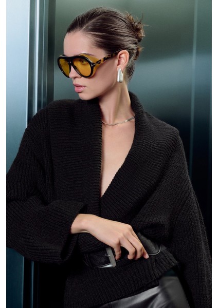 Şal Yaka Oversize Kazak