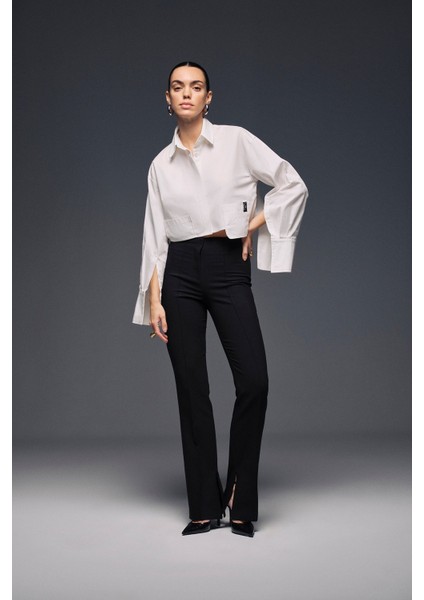 Paçası Fermuarlı Yüksek Bel Pantolon modelleri