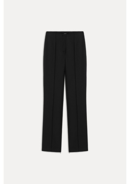 Paçası Fermuarlı Yüksek Bel Pantolon