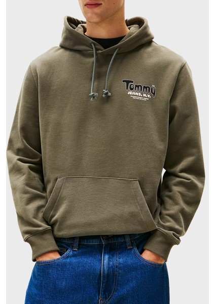 % 100 Pamuk Logolu Regular Fit Kapüşonlu Sweat Erkek Sweat DM0DM22086 Mrh