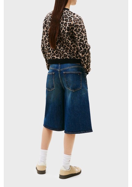 Yün Karışımlı Leopar Desenli Relaxed Fit Bisiklet Yaka Hırka Bayan Hırka DW0DW21968 0hd modelleri