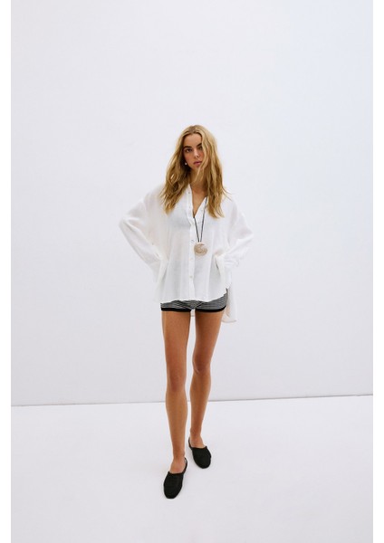 Premium Sedef Düğmeli Keten Gömlek indirimleri